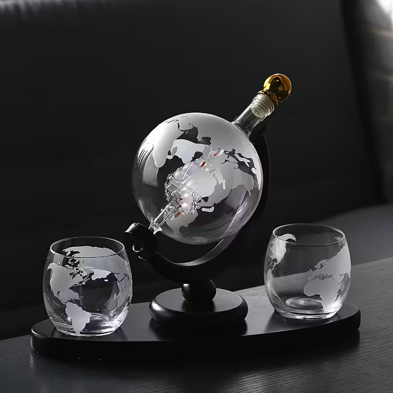 Coffret Carte du Monde — Bouteille et Verre à Whisky