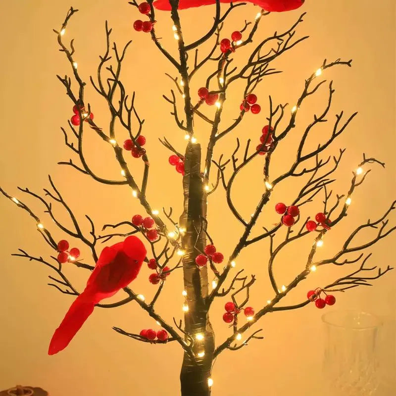 Éclatant Vintage Arbre Avec Cardinales