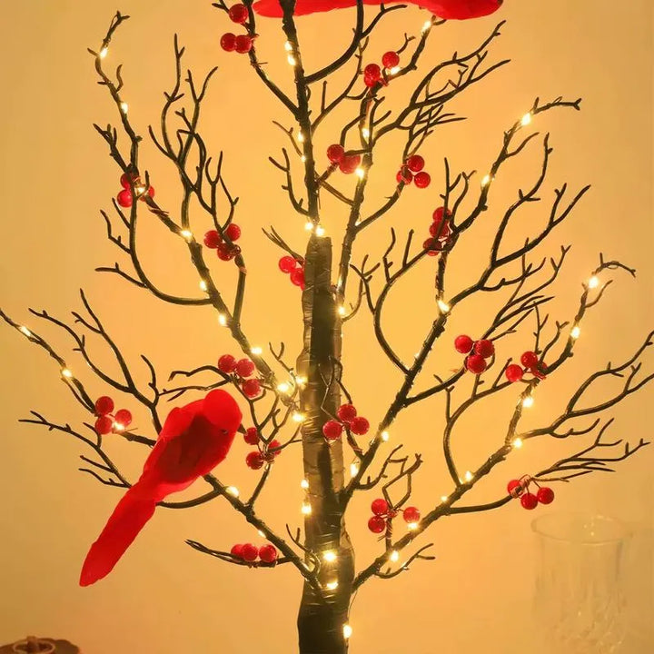 Éclatant Vintage Arbre Avec Cardinales