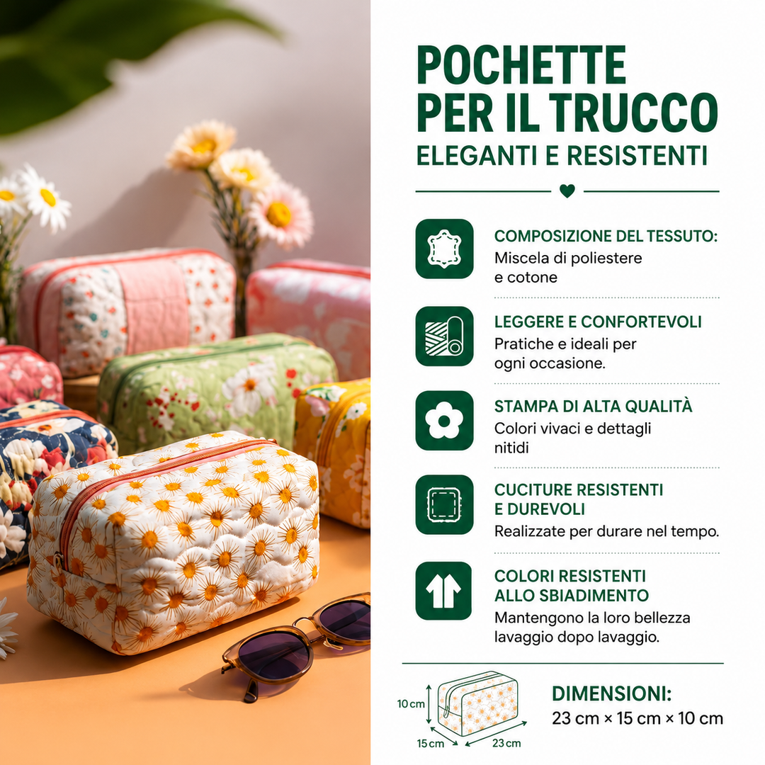 Hélène - Trousse de toilette matelassée Papillon