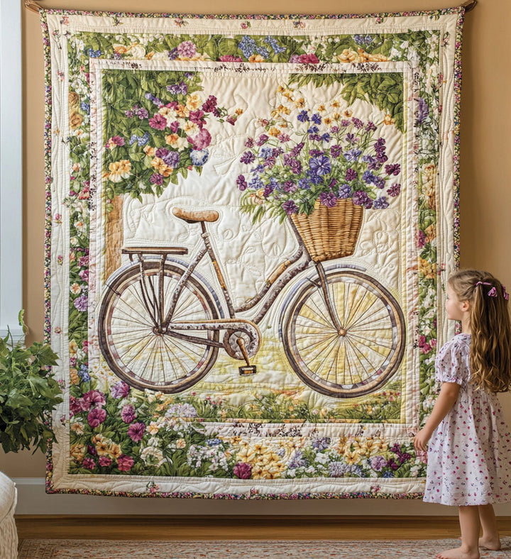 Louise - Tapisserie artistique Bicyclette Fleurs