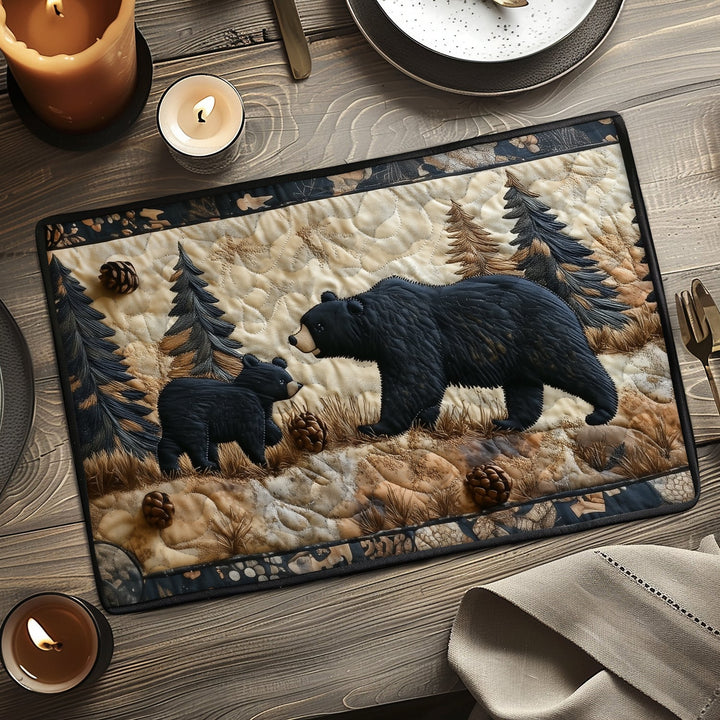 Emma - Set de table matelassé de la Famille Ours Noir