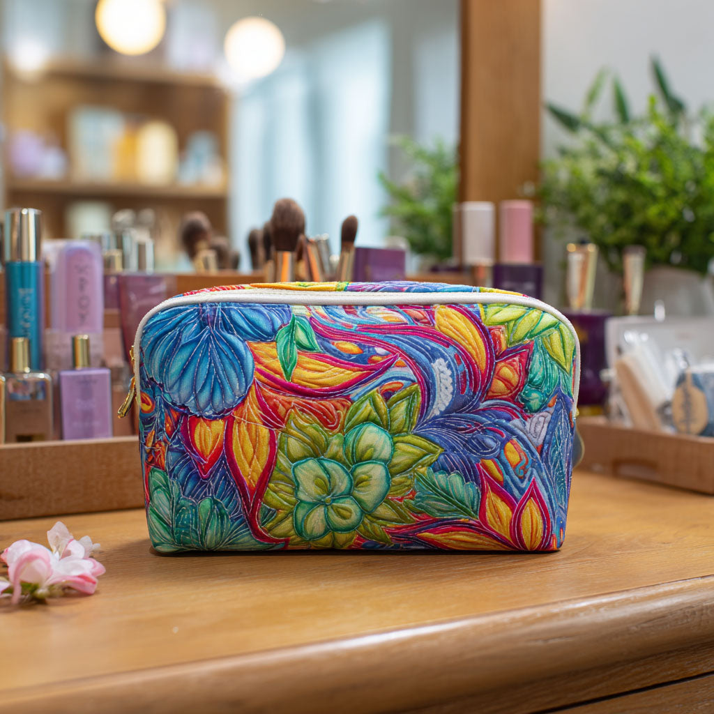 Capucine - Trousse de toilette matelassée Fleurs et Sarments