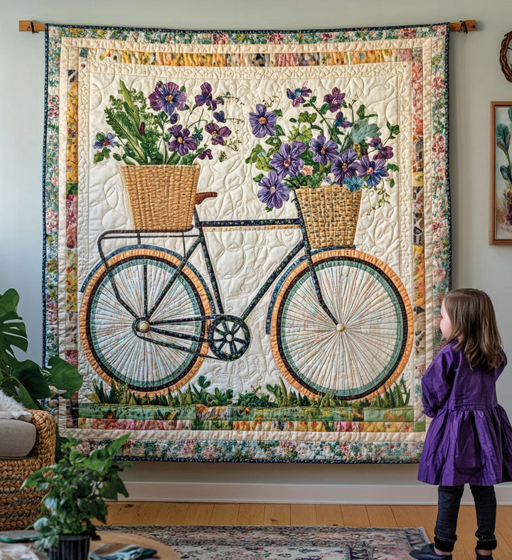 Hélène - Tapis décoratif Artistique Mur Fleurissant Roues