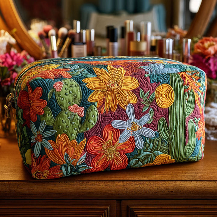Nathalie - Trousse de toilette matelassée Cactus Colorés