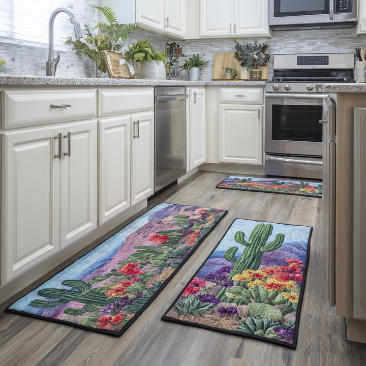 Blanche - Tapis de cuisine Cactus et Paysage Désertique