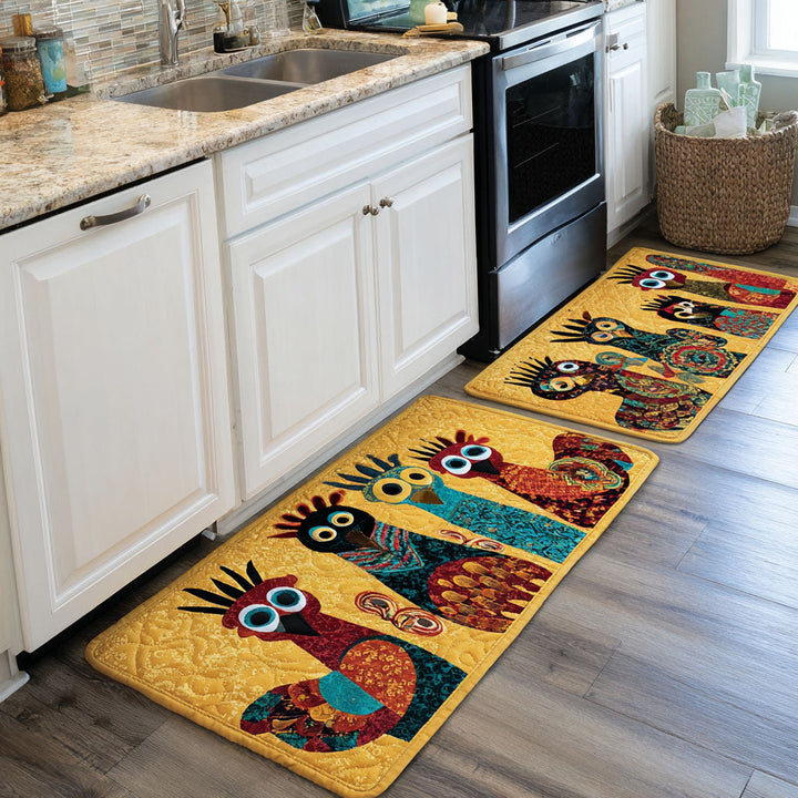 Josette - Tapis de cuisine Poules en Style Campagne
