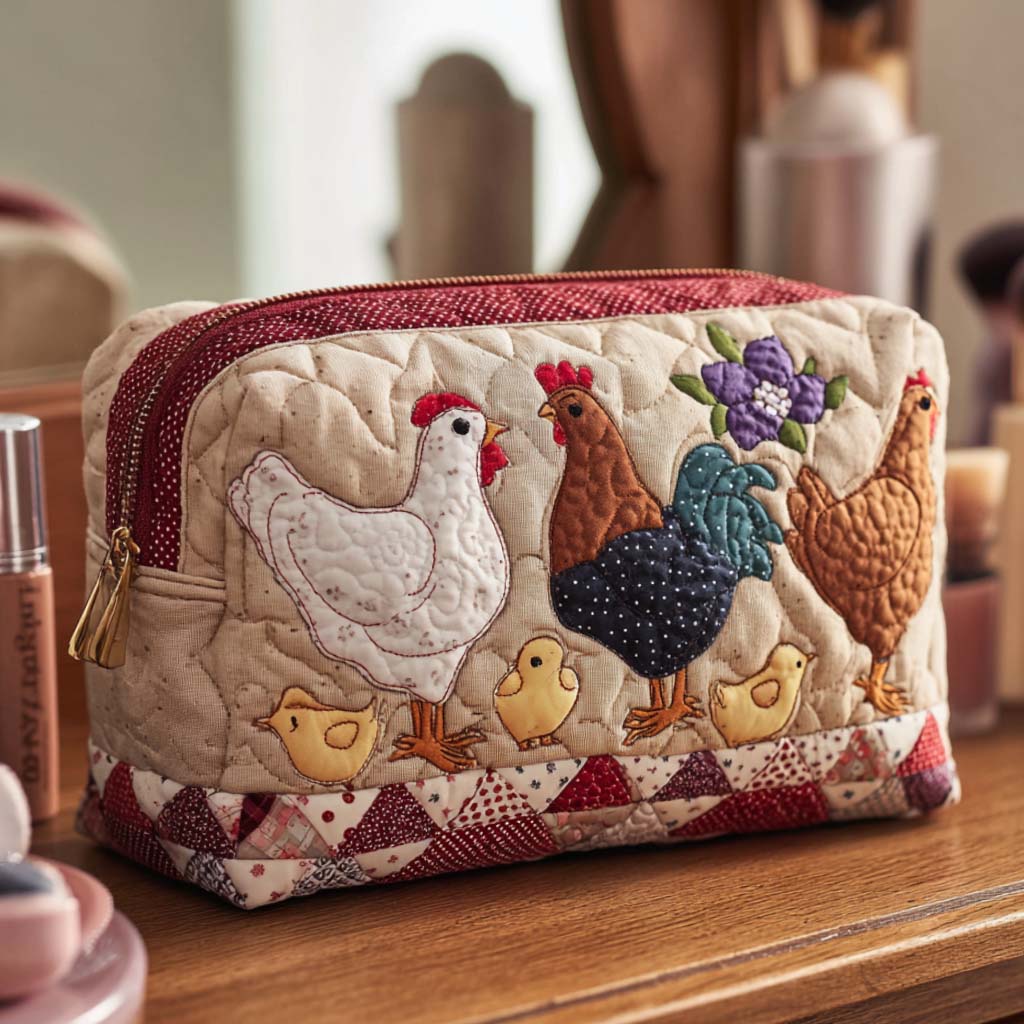 Suzon - Trousse de toilette matelassée Poule dans Nid