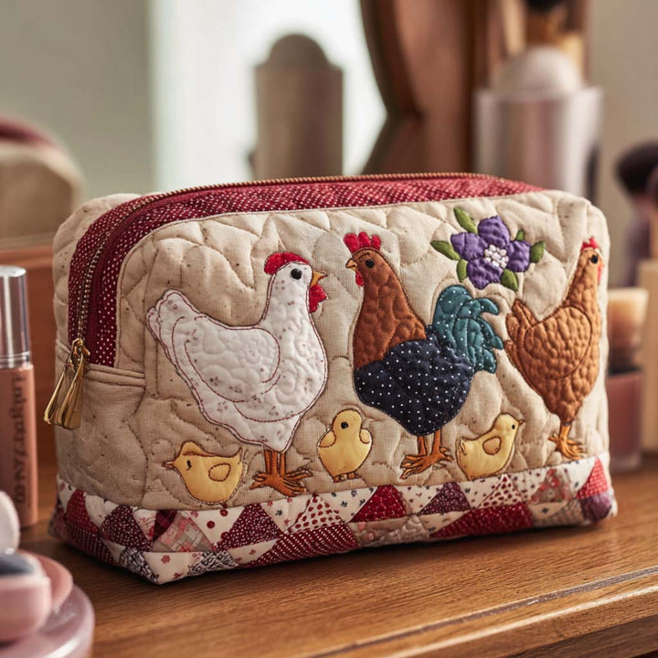 Suzon - Trousse de toilette matelassée Poule dans Nid