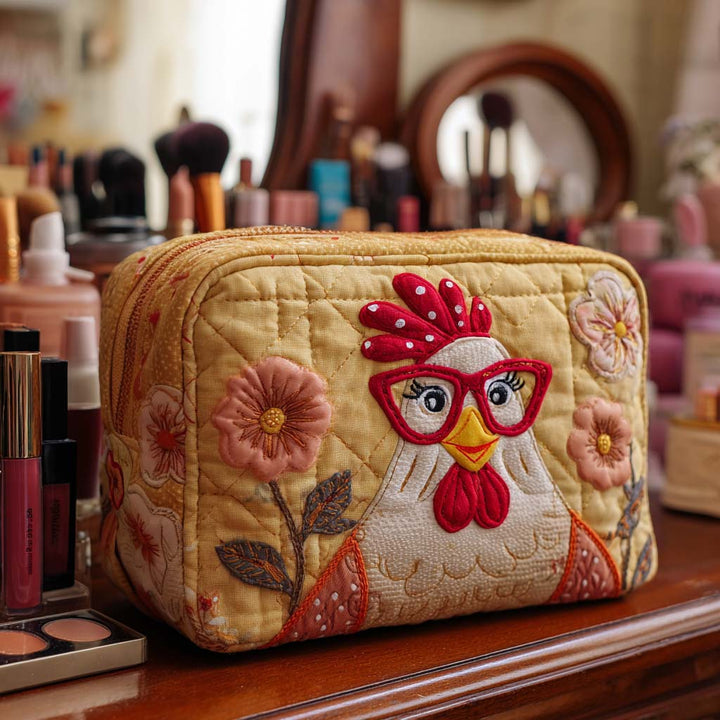 Henriette - Trousse de toilette matelassée Poule Lumineuse