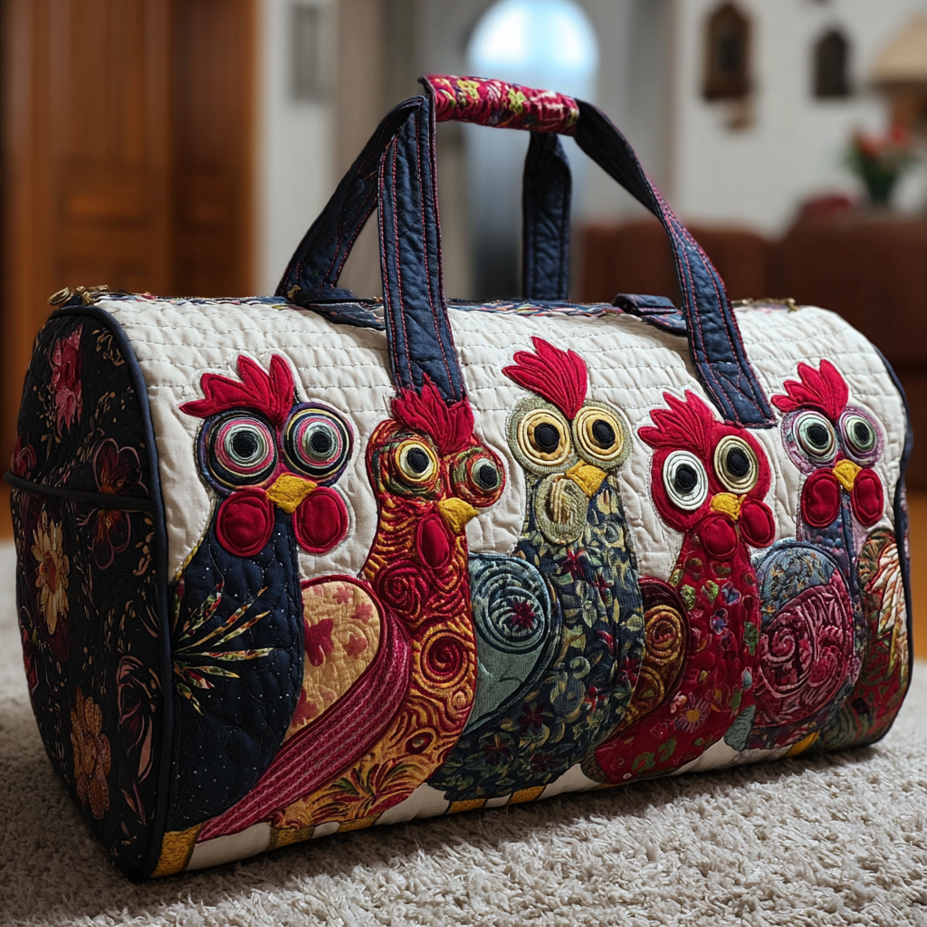 Sac de Voyage Matelassé - Poules Champêtres II