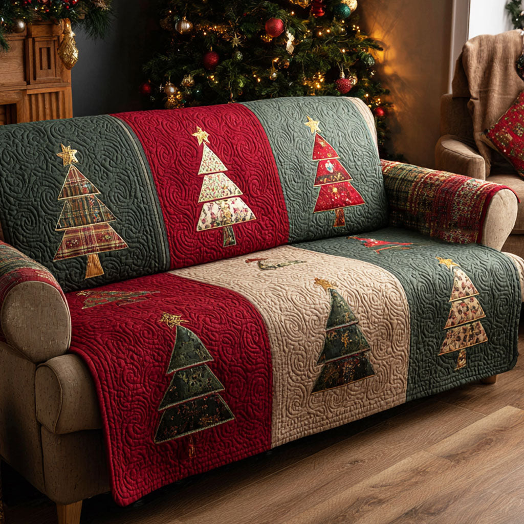 Éliane - Housse de canapé matelassée Pins de Noël