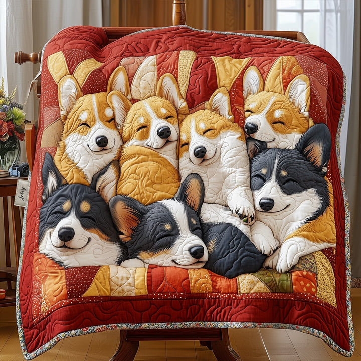 Morgane - Couverture matelassée Couvertures Corgi Câlin Équipe
