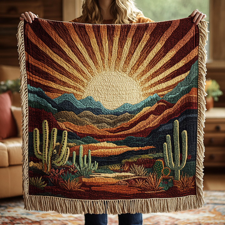 Apolline - Couverture matelassée Cactus Chaleureux