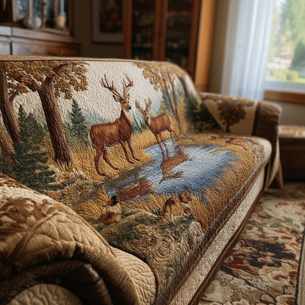 Charlotte - Housse de canapé matelassée Cerfs de la Vallée
