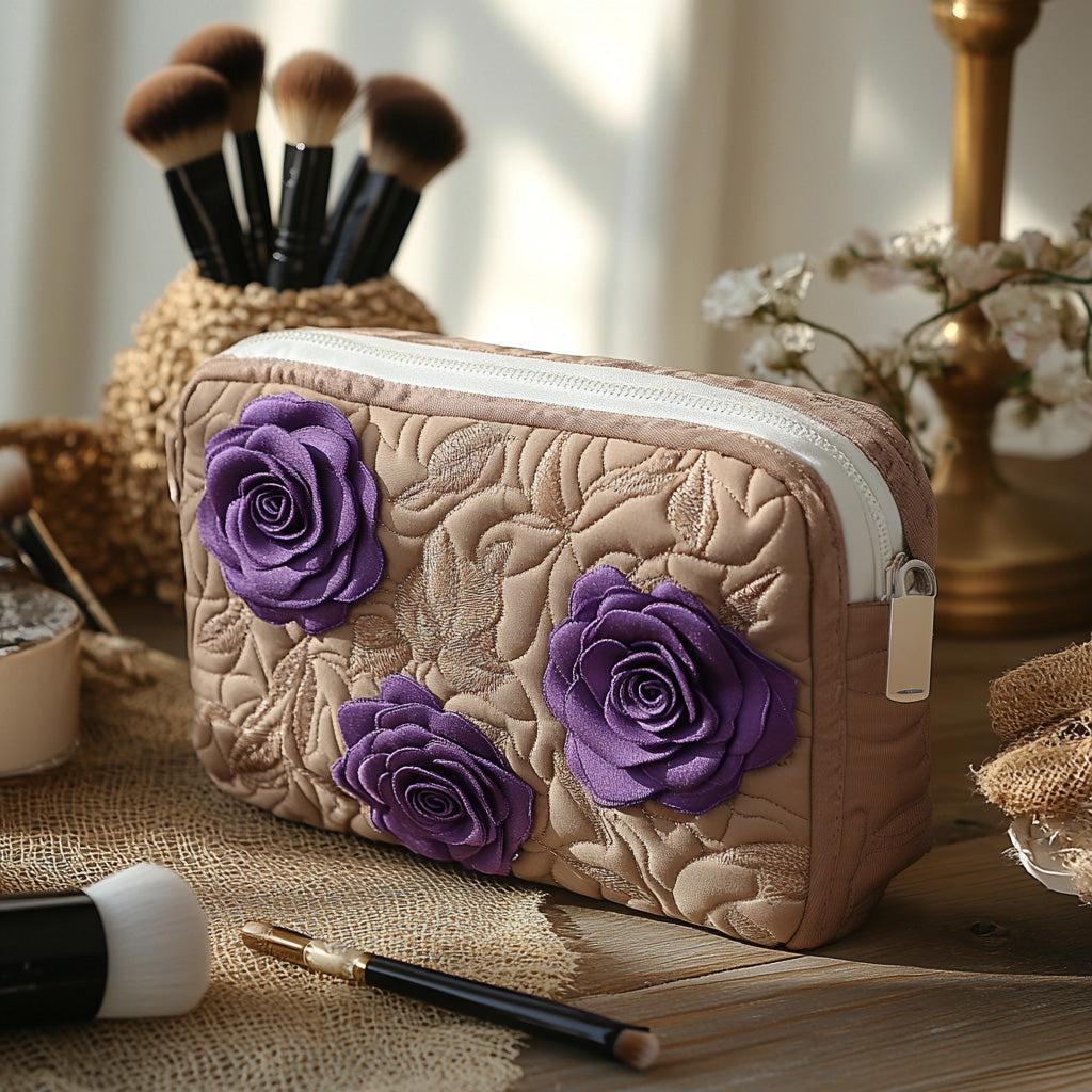 Gwenaëlle - Trousse de toilette matelassée Rose Enchantée
