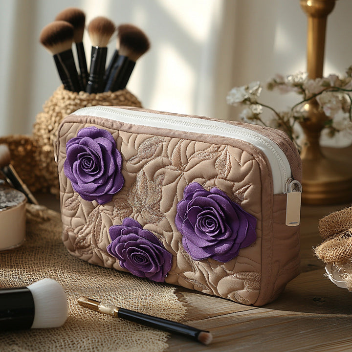 Gwenaëlle - Trousse de toilette matelassée Rose Enchantée