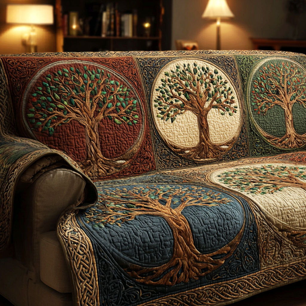 Océanne - Housse de canapé matelassée Arbre et Racines