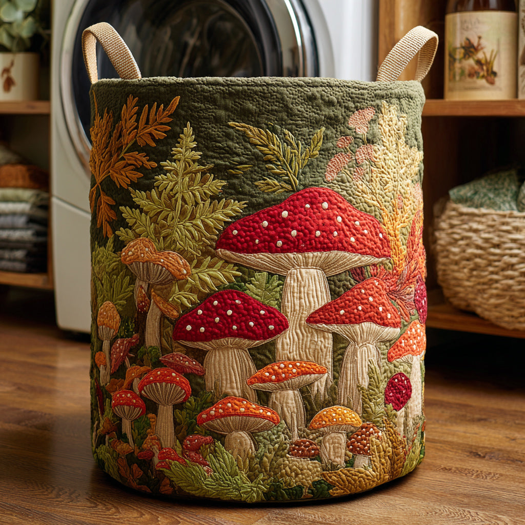 Panier à Linge Matelassé - Champignons des Bois