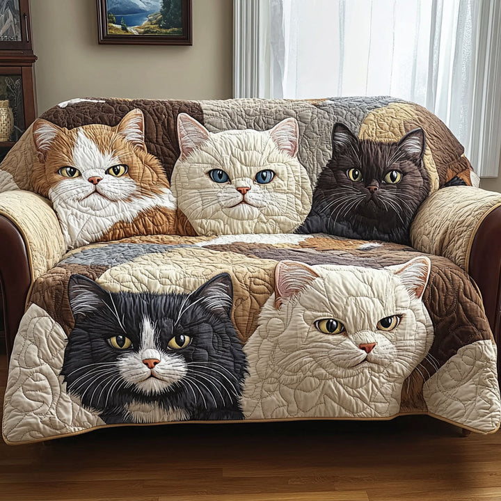 Diane - Housse de canapé matelassée Chat Doré