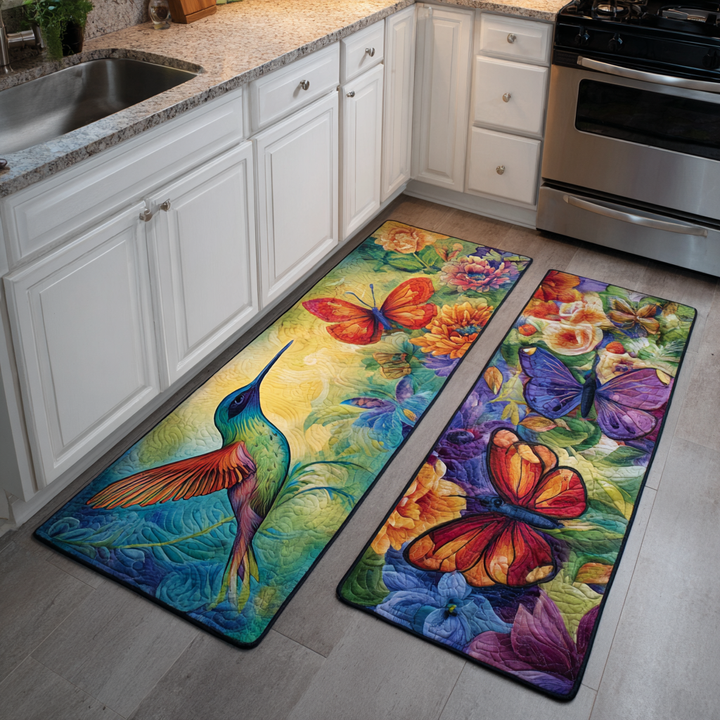 Mila - Tapis de cuisine Colibri et Fleurs de Jardin