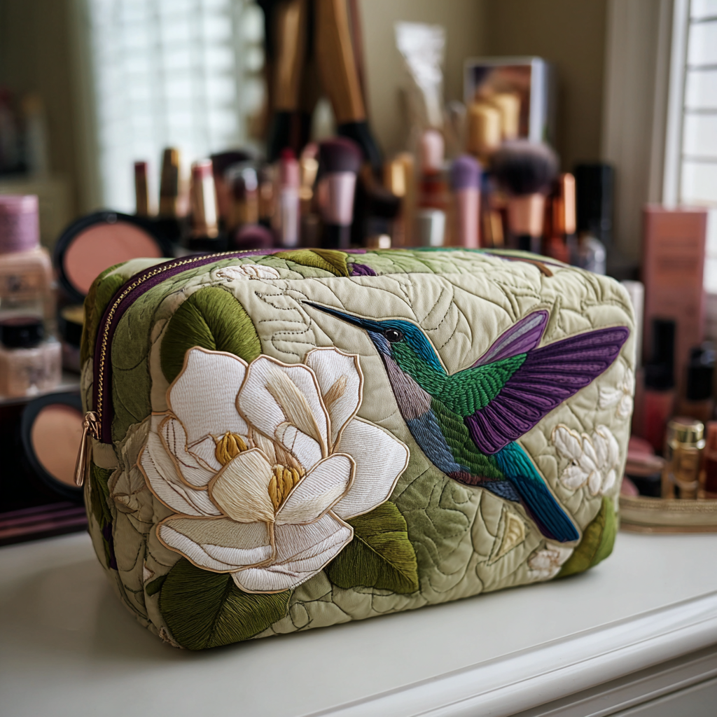 Léonie - Trousse de toilette matelassée Colibri dans Prairie