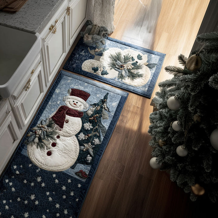 Colombe - Tapis de cuisine Hivernal à Bonhomme de Neige