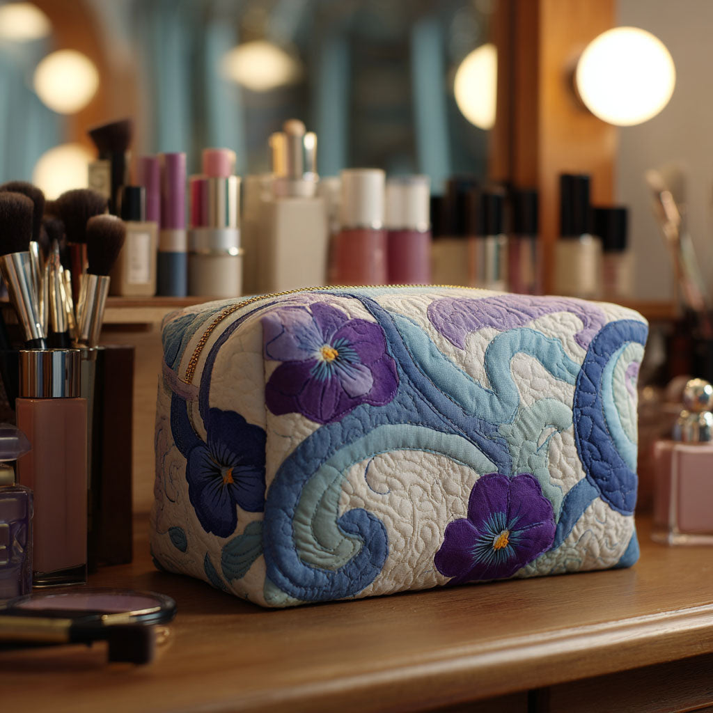 Albane - Trousse de toilette matelassée Violet Minuit