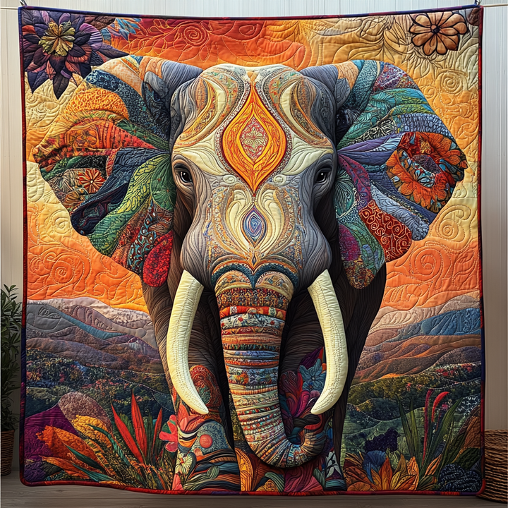 Nina - Couverture matelassée Éléphant au Clair de Lune
