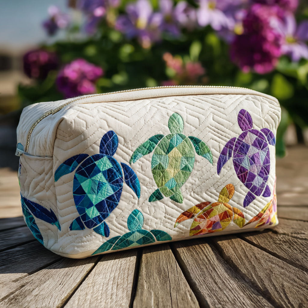 Gabrielle - Trousse de toilette matelassée Vagues Marines