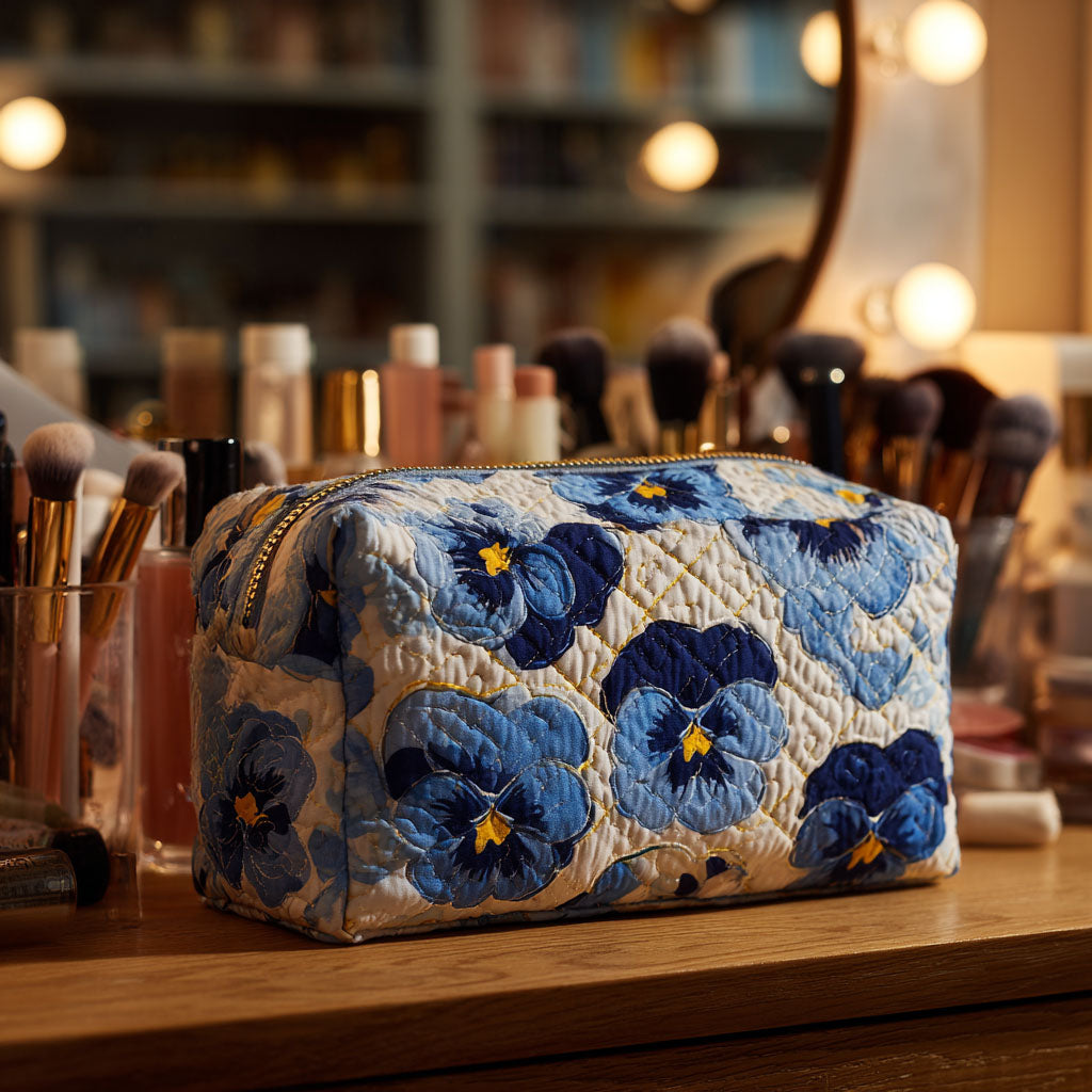 Joséphine - Trousse de toilette matelassée Violettes du Pensée