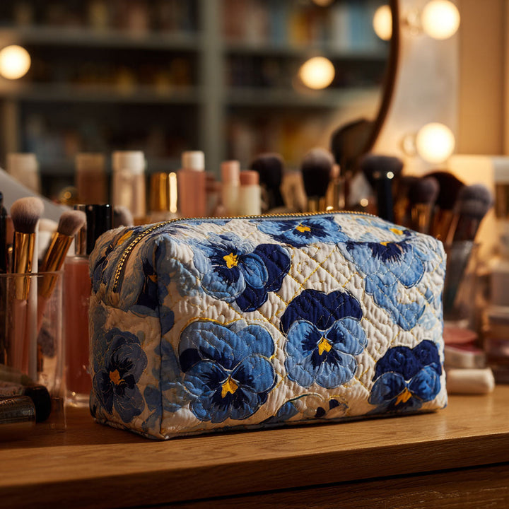 Joséphine - Trousse de toilette matelassée Violettes du Pensée