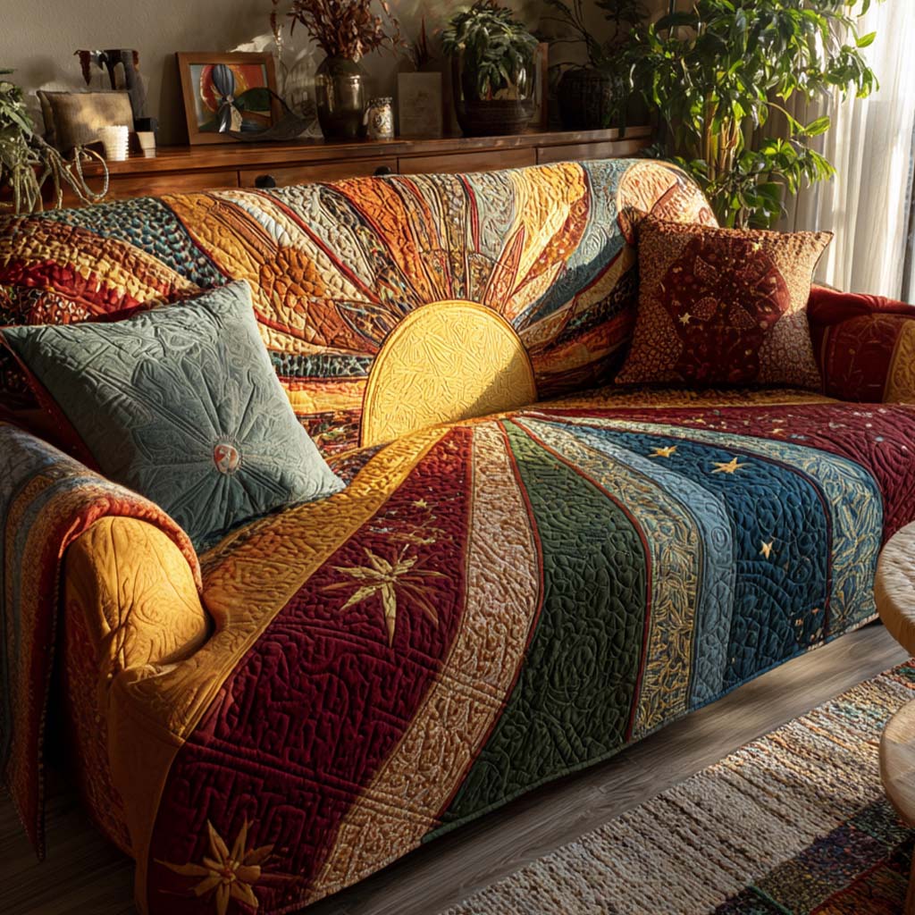 Élodie - Housse de canapé matelassée Patchwork Rustique Aube