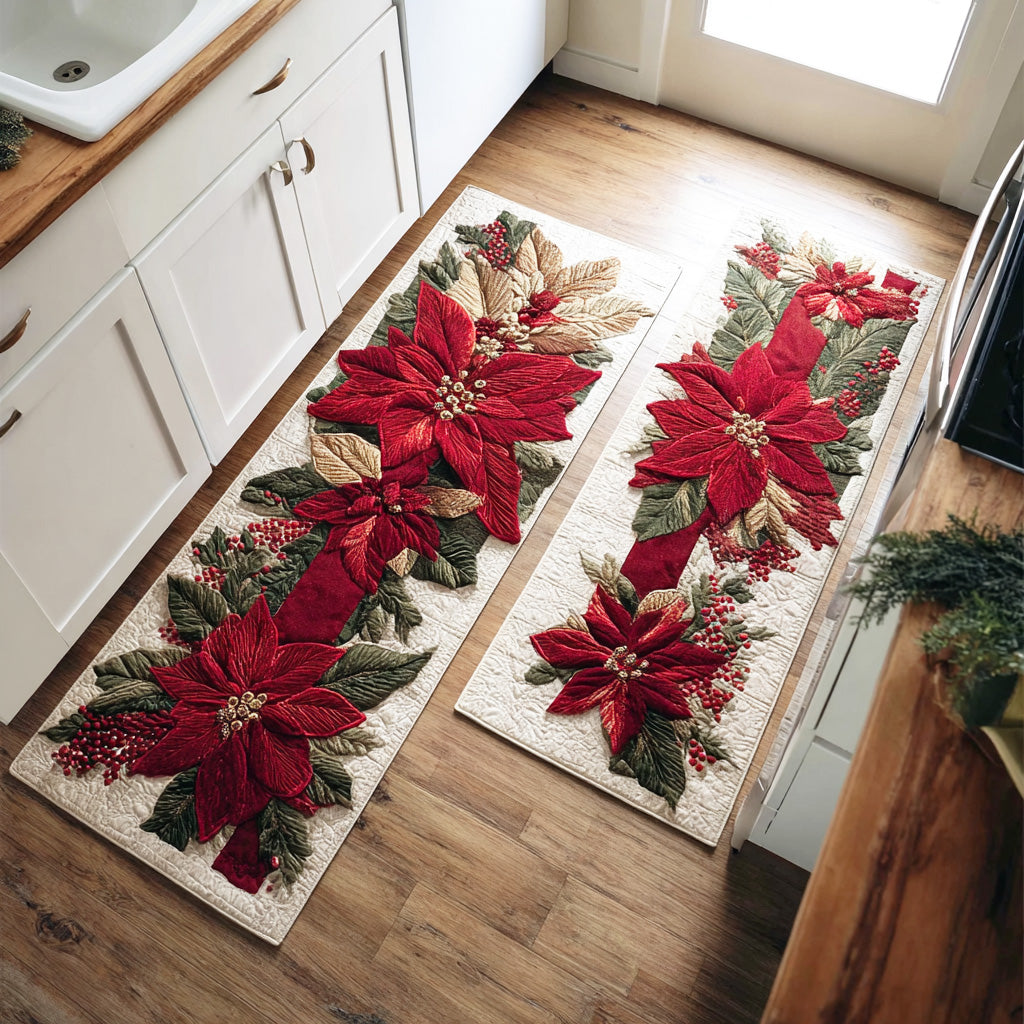 Corinne - Tapis de cuisine De Noël à Étoile de Noël Écarlate