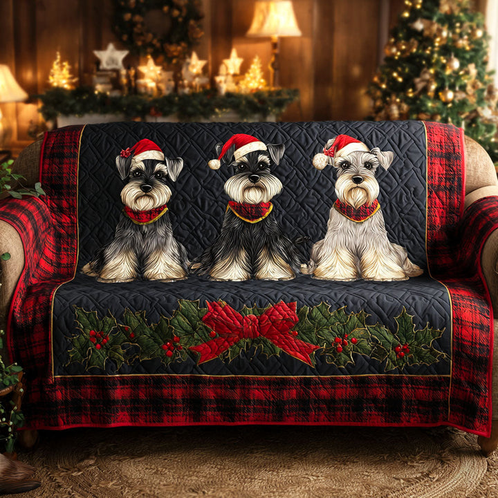 Thaïs - Housse de canapé matelassée Schnauzer de Noël