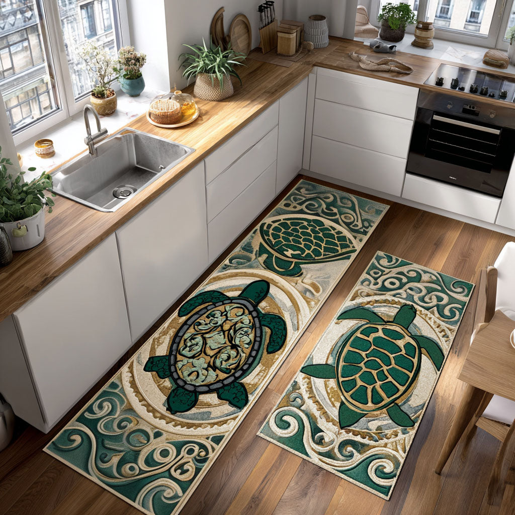 Justine - Tapis de cuisine Coquillages Délicat