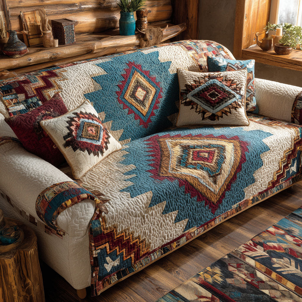 Aurélie - Housse de canapé matelassée Motif Tribal