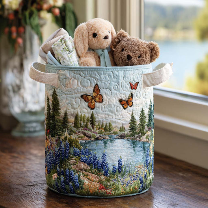 Panier à Linge Matelassé - Lupin Bleu