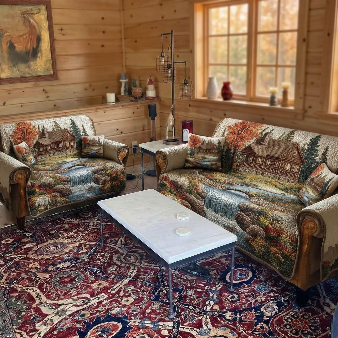 Cléo - Housse de canapé matelassée Style Rustique