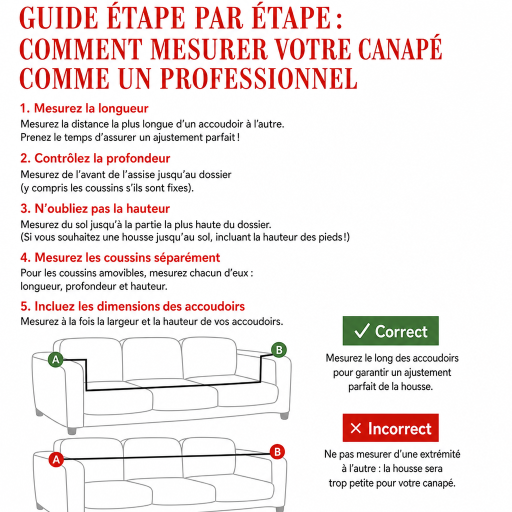 Guide de mesure du canapé