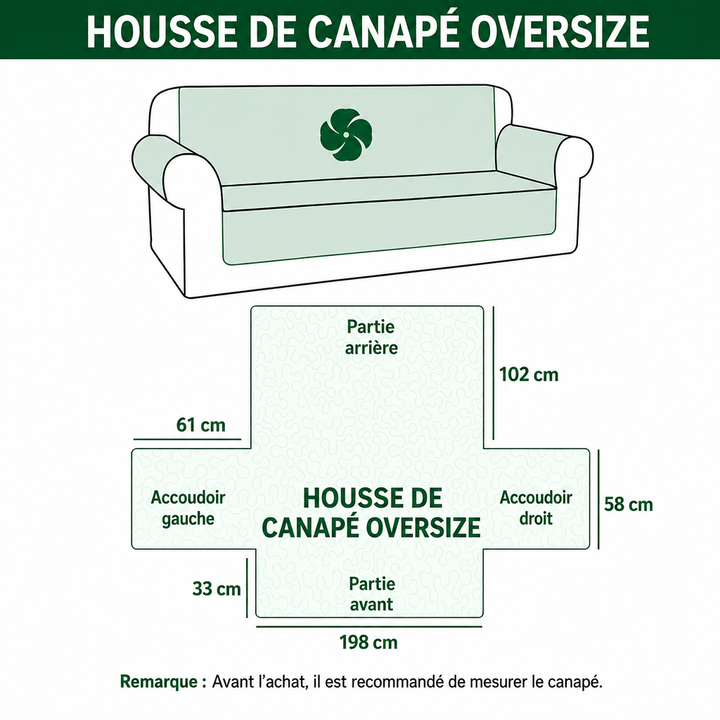 Dimensions housse deux places