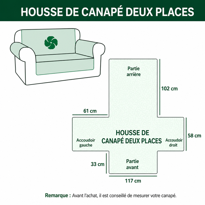 Dimensions housse de fauteuil