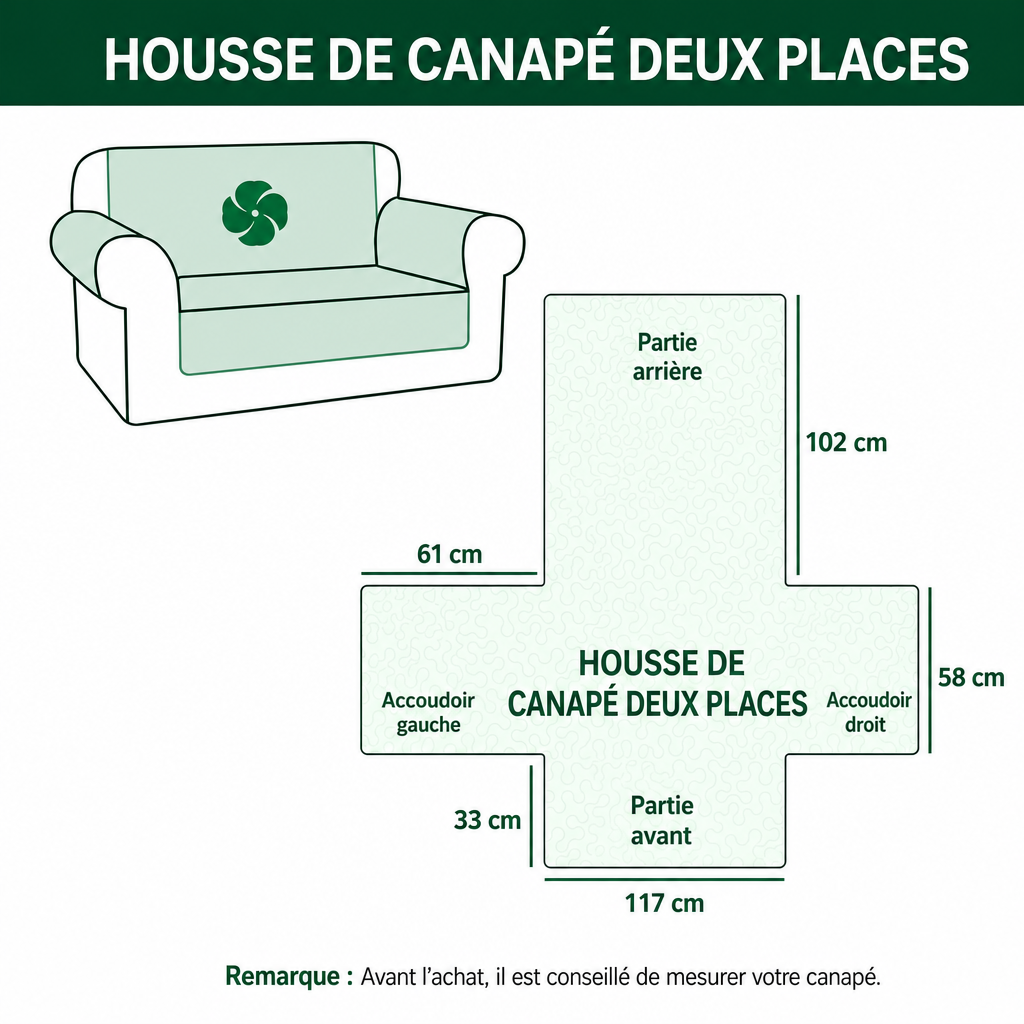 Dimensions housse de fauteuil