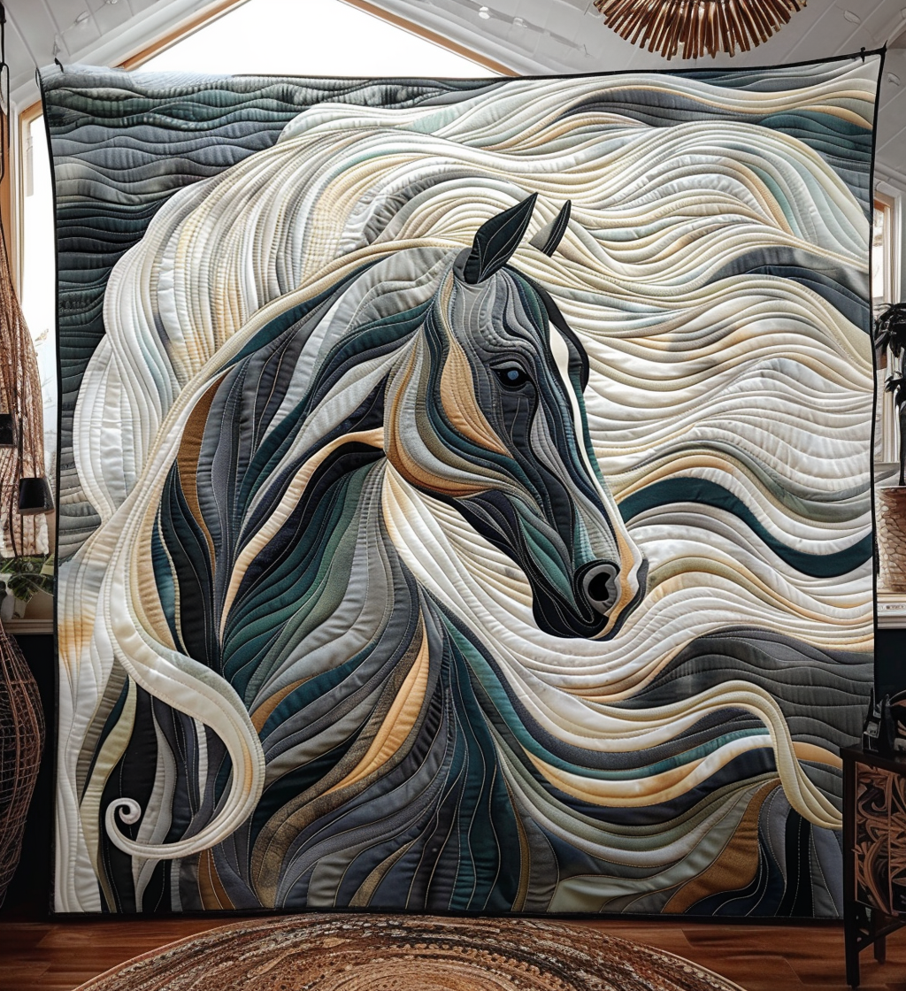 Léonie - Couverture matelassée Cheval Grâce